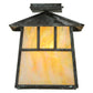 Meyda Lighting Stillwater 17" Verdigris Double Bar Mission Flush Mount Light With Beige Iridescent Shade Glass