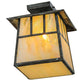 Meyda Lighting Stillwater 17" Verdigris Double Bar Mission Flush Mount Light With Beige Iridescent Shade Glass