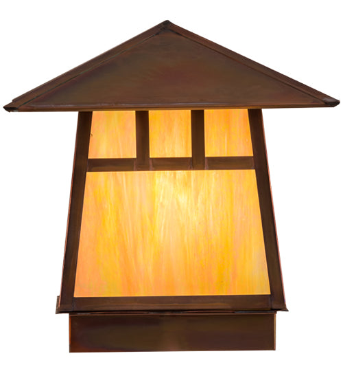 Meyda Lighting Stillwater 17" Vintage Copper Finish Outdoor Deck Light With Beige Iridescent Shade Glass