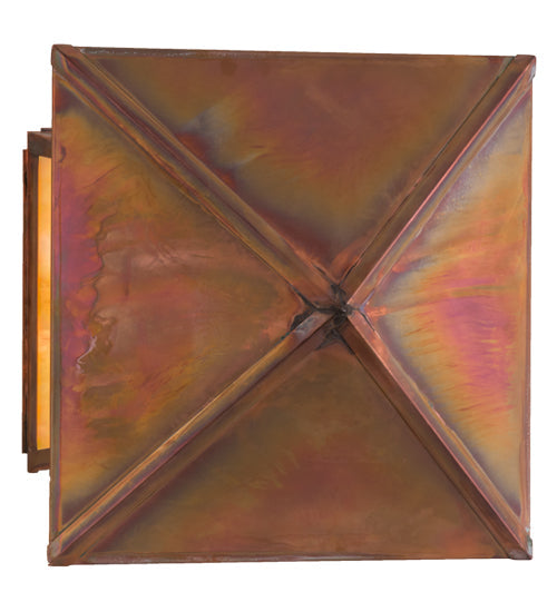 Meyda Lighting Stillwater 17" Vintage Copper Finish Outdoor Deck Light With Beige Iridescent Shade Glass