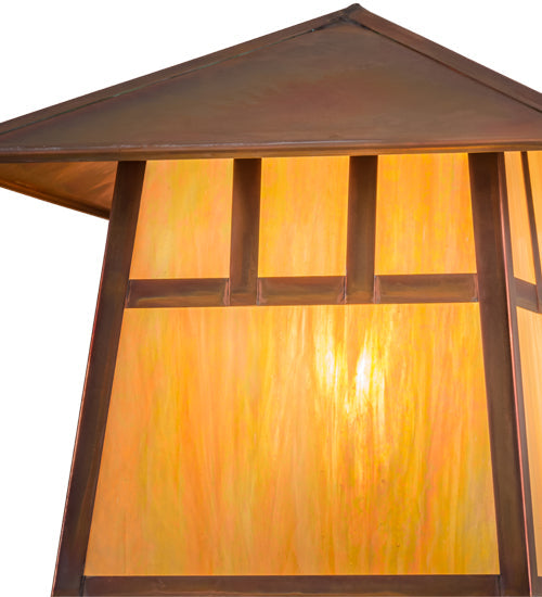 Meyda Lighting Stillwater 17" Vintage Copper Finish Outdoor Deck Light With Beige Iridescent Shade Glass