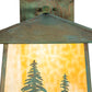 Meyda Lighting Stillwater 18" Verdigris Tall Pines Wall Sconce With Beige Art Shade Glass