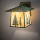 Meyda Lighting Stillwater 18" Verdigris Tall Pines Wall Sconce With Beige Art Shade Glass