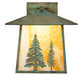 Meyda Lighting Stillwater 18" Verdigris Tall Pines Wall Sconce With Beige Art Shade Glass