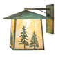 Meyda Lighting Stillwater 18" Verdigris Tall Pines Wall Sconce With Beige Art Shade Glass