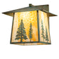 Meyda Lighting Stillwater 18" Verdigris Tall Pines Wall Sconce With Beige Art Shade Glass