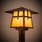 Meyda Lighting Stillwater 18" Vintage Copper Cross Mission Outdoor Post Mount Light With Beige Art Shade Glass