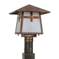 Meyda Lighting Stillwater 18" Vintage Copper Cross Mission Outdoor Post Mount Light With White Art Shade Glass