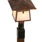 Meyda Lighting Stillwater 18" Vintage Copper Cross Mission Outdoor Post Mount Light With White Art Shade Glass