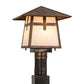 Meyda Lighting Stillwater 18" Vintage Copper Cross Mission Outdoor Post Mount Light With White Art Shade Glass