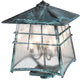 Meyda Lighting Stillwater 18"Sq 4-Light Verdigris Outdoor Post Mount Light With Clear Seeded Shade Glass
