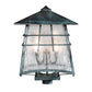 Meyda Lighting Stillwater 18"Sq 4-Light Verdigris Outdoor Post Mount Light With Clear Seeded Shade Glass
