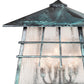Meyda Lighting Stillwater 18"Sq 4-Light Verdigris Outdoor Post Mount Light With Clear Seeded Shade Glass