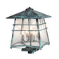 Meyda Lighting Stillwater 18"Sq 4-Light Verdigris Outdoor Post Mount Light With Clear Seeded Shade Glass