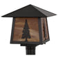 Meyda Lighting Stillwater 20" Craftsman Brown Tall Pines Outdoor Post Mount Light With Honey Art Shade Glass