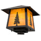 Meyda Lighting Stillwater 20" Craftsman Brown Tall Pines Outdoor Post Mount Light With Honey Art Shade Glass