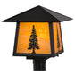 Meyda Lighting Stillwater 20" Craftsman Brown Tall Pines Outdoor Post Mount Light With Honey Art Shade Glass