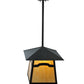 Meyda Lighting Stillwater 22" Craftsman Brown Mountain View Pendant Light With Beige Shade Glass