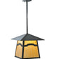 Meyda Lighting Stillwater 22" Craftsman Brown Mountain View Pendant Light With Beige Shade Glass
