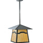 Meyda Lighting Stillwater 22" Craftsman Brown Mountain View Pendant Light With Beige Shade Glass