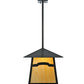 Meyda Lighting Stillwater 22" Craftsman Brown Mountain View Pendant Light With Beige Shade Glass