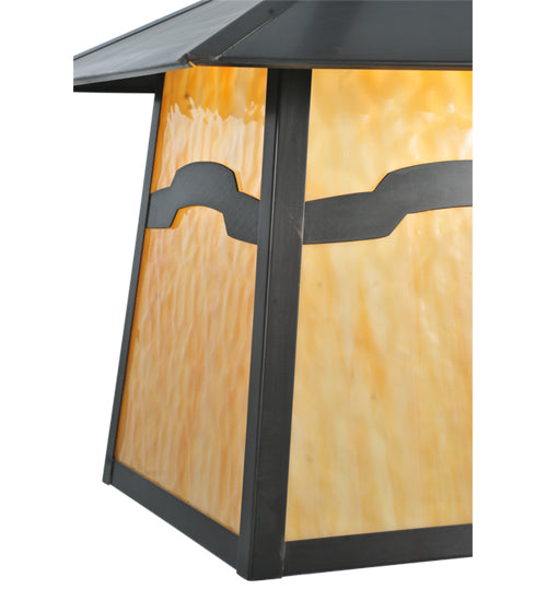 Meyda Lighting Stillwater 22" Craftsman Brown Mountain View Pendant Light With Beige Shade Glass