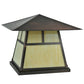 Meyda Lighting Stillwater 22" Craftsman Brown "T" Mission Outdoor Pier Mount Light With Beige Art Shade Glass