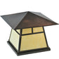 Meyda Lighting Stillwater 22" Craftsman Brown "T" Mission Outdoor Pier Mount Light With Beige Art Shade Glass