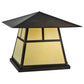 Meyda Lighting Stillwater 22" Craftsman Brown "T" Mission Outdoor Pier Mount Light With Beige Art Shade Glass