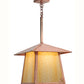 Meyda Lighting Stillwater 22" Natural Copper Dragonfly Pendant Light With Beige Art Shade Glass