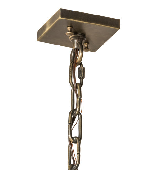 Meyda Lighting Stillwater 23" 3-Light Antique Brass Double Bar Mission Pendant Light With Travertine Idalight Shade Glass