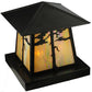 Meyda Lighting Stillwater 23" 4-Light Craftsman Brown Tamarack Pier Mount Light With Beige Iridescent Art Shade Glass