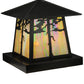 Meyda Lighting Stillwater 23" 4-Light Craftsman Brown Tamarack Pier Mount Light With Beige Iridescent Art Shade Glass