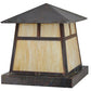 Meyda Lighting Stillwater 23" 4-Light Vintage Copper T Mission Outdoor Pier Mount Light With Beige Art Shade Glass
