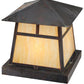Meyda Lighting Stillwater 23" 4-Light Vintage Copper T Mission Outdoor Pier Mount Light With Beige Art Shade Glass
