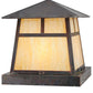 Meyda Lighting Stillwater 23" 4-Light Vintage Copper T Mission Outdoor Pier Mount Light With Beige Art Shade Glass