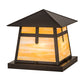 Meyda Lighting Stillwater 23" Craftsman Brown Cross Mission Pier Mount Light With Beige Art Shade Glass