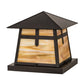 Meyda Lighting Stillwater 23" Craftsman Brown Cross Mission Pier Mount Light With Beige Art Shade Glass
