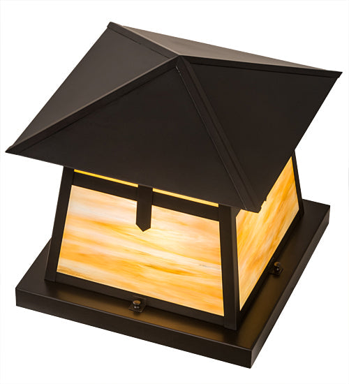 Meyda Lighting Stillwater 23" Craftsman Brown Cross Mission Pier Mount Light With Beige Art Shade Glass