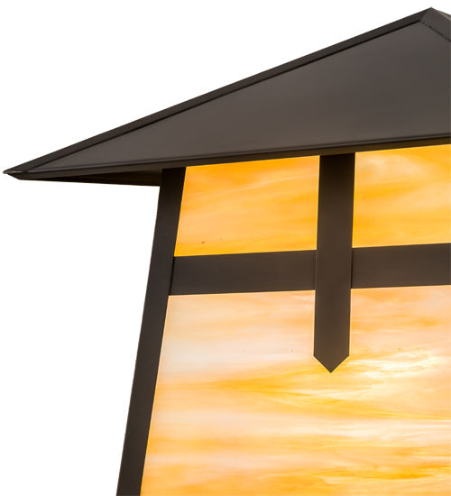 Meyda Lighting Stillwater 23" Craftsman Brown Cross Mission Pier Mount Light With Beige Art Shade Glass