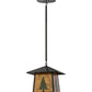 Meyda Lighting Stillwater 23" Craftsman Brown & Green Trees Tall Pine Pendant Light With Amber Mica Shade Glass