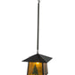Meyda Lighting Stillwater 23" Craftsman Brown & Green Trees Tall Pine Pendant Light With Amber Mica Shade Glass