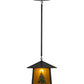 Meyda Lighting Stillwater 23" Craftsman Brown & Green Trees Tall Pine Pendant Light With Amber Mica Shade Glass