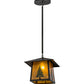 Meyda Lighting Stillwater 23" Craftsman Brown & Green Trees Tall Pine Pendant Light With Amber Mica Shade Glass