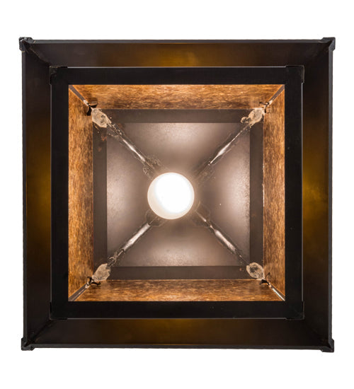 Meyda Lighting Stillwater 23" Craftsman Brown & Green Trees Tall Pine Pendant Light With Amber Mica Shade Glass