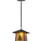 Meyda Lighting Stillwater 23" Craftsman Brown & Green Trees Tall Pine Pendant Light With Amber Mica Shade Glass