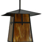 Meyda Lighting Stillwater 24" Craftsman Brown Cross Mission Pendant Light With Honey Amber Art Shade Glass