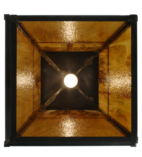 Meyda Lighting Stillwater 24" Craftsman Brown Cross Mission Pendant Light With Honey Amber Art Shade Glass