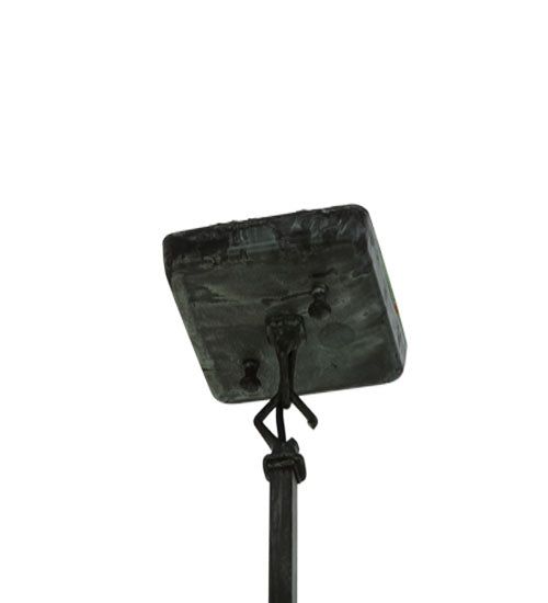 Meyda Lighting Stillwater 24" Verdigris Winter Pine Pendant Light With Moss Green Art Shade Glass