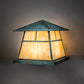 Meyda Lighting Stillwater 24"Sq 4-Light Verdigris "T" Mission Outdoor Pier Mount Light With Beige Art Shade Glass
